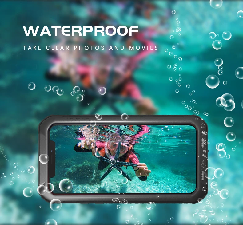LOVE MEI IP68 Подводный Водонепроницаемый чехол для iPhone X 5 8 дюймов водонепроницаемый