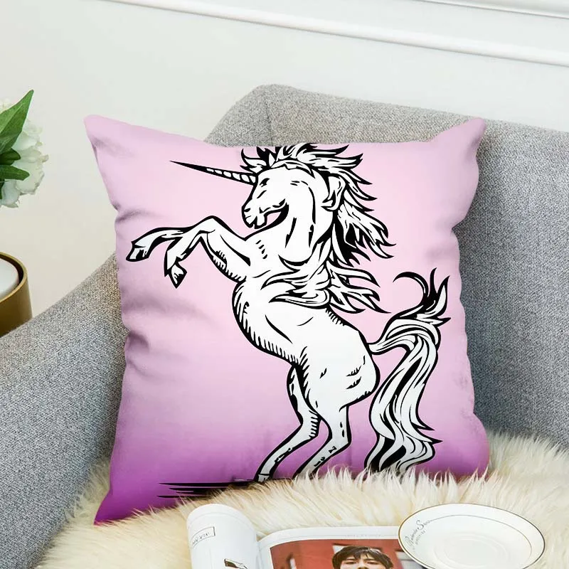 Двухсторонняя наволочка с 3d рисунком милого маленького единорога декоративный
