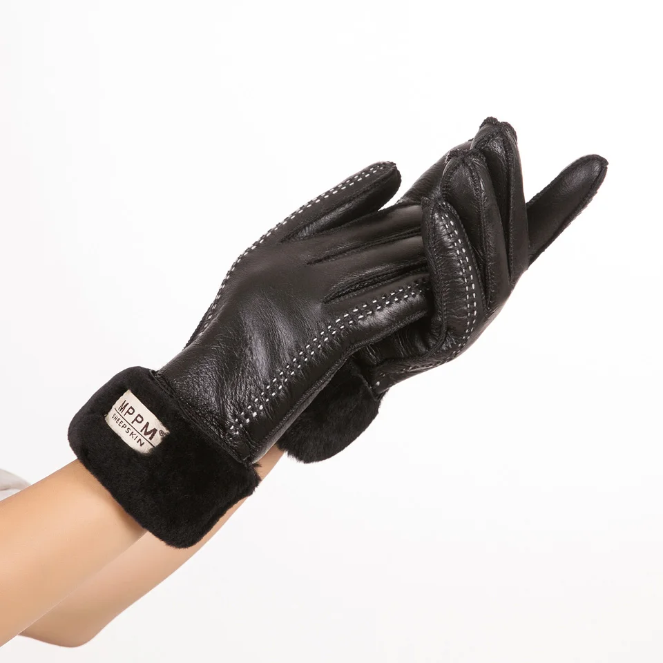

Russian Winter Women's Gloves 100% Real Leather Sheepskin Winter Gloves Hot Warm Stylish Full Finger Ladies Gloves Mittens