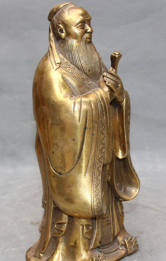 WBY---607+++10&quot Chinese Famous History Bronze Confucius philosopher Kong Zi KongZi Statue | Дом и сад