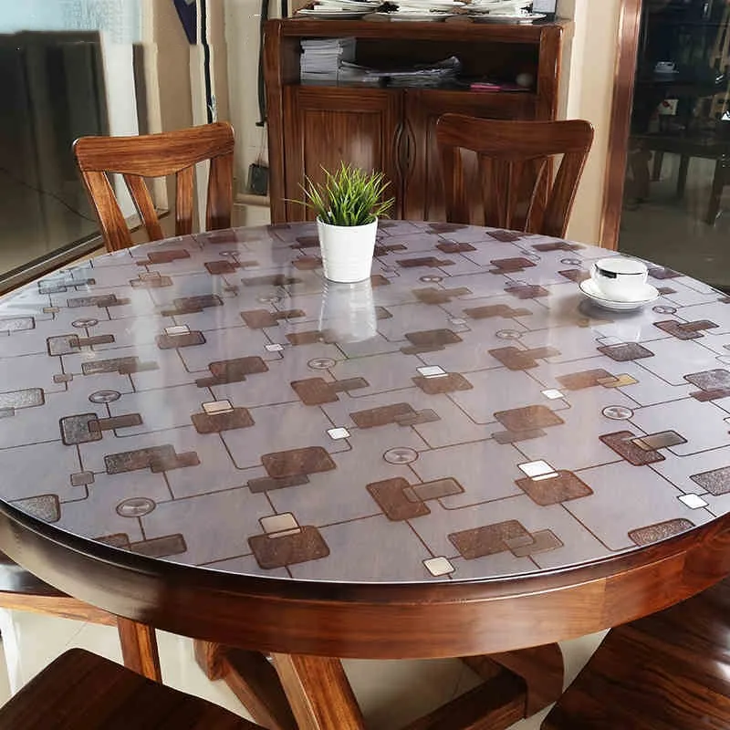 

Round Tablecloths Home Textile Soft Glass Plastic Table Covers Waterproof Oilproof Table Runner Waterproof Tablecovers Home