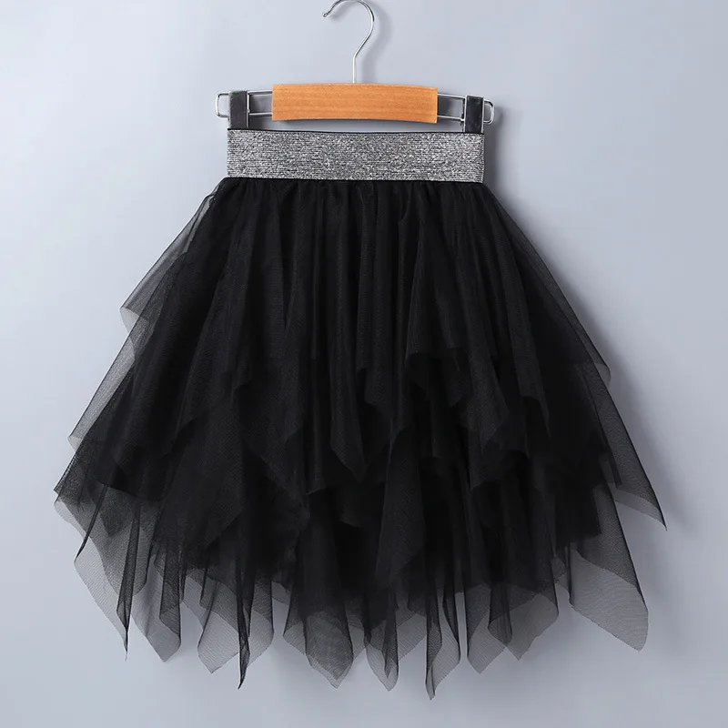 Babyinstar Summer Tutu Skirt Tulle Girl Irregular Design Baby Girl Clothes Kids Tutu Cute Baby Skirts Girl Kids Clothes Skirt - Color: Black