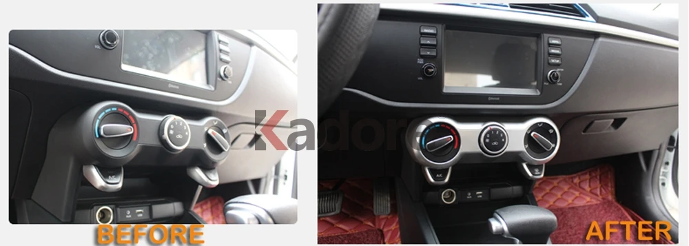 Для Kia Rio 4 X-line углеродное волокно аксессуары для салона автомобиля Стайлинг кондиционер регулировочный переключатель накладка
