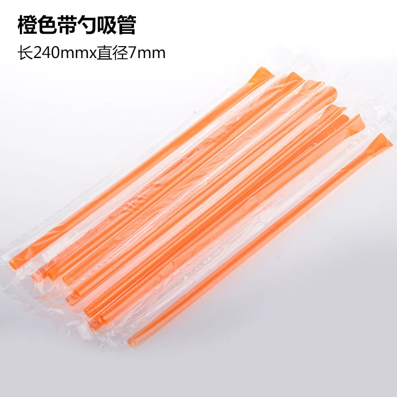 300 шт. независимая упаковка ложка креативная пластиковая солома присоска для