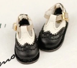 1 пара 3 см Blyth Dolls T-stripe кожаная обувь карамельного цвета Doug для Azone Momoko Lati JerryBerry Holala 1/6 аксессуары для кукол - Цвет: black