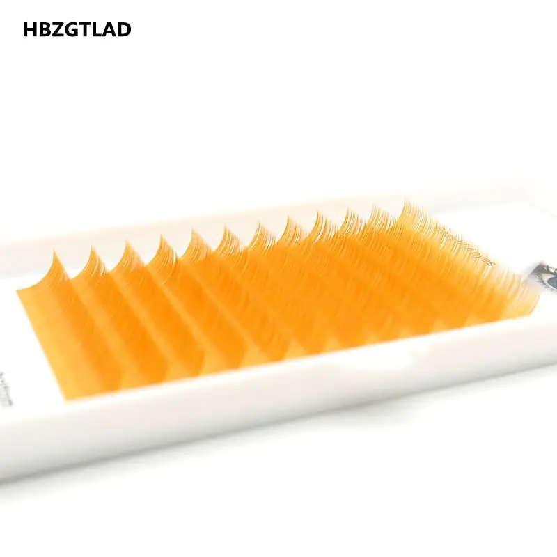 HBZGTLAD C/D curl 0,07/0,1 мм 8/14 мм Ложные ресницы оранжевый ресницы индивидуальные цветные ресницы искусственной объем ресниц для наращивания