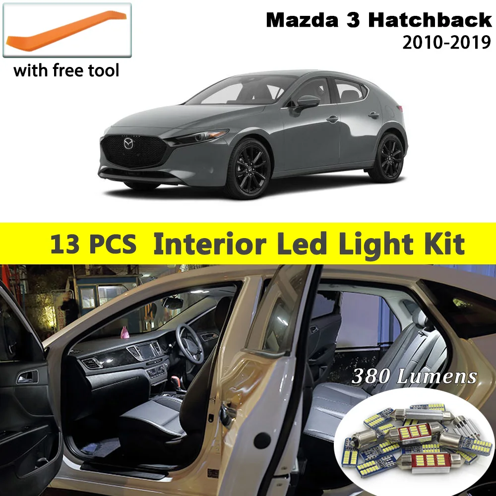 13 шт. белые светодиодные с CANBUS салона автомобиля Комплект ламп для Mazda 3 хэтчбек 2010- светодиодные интерьерные лампы для чтения