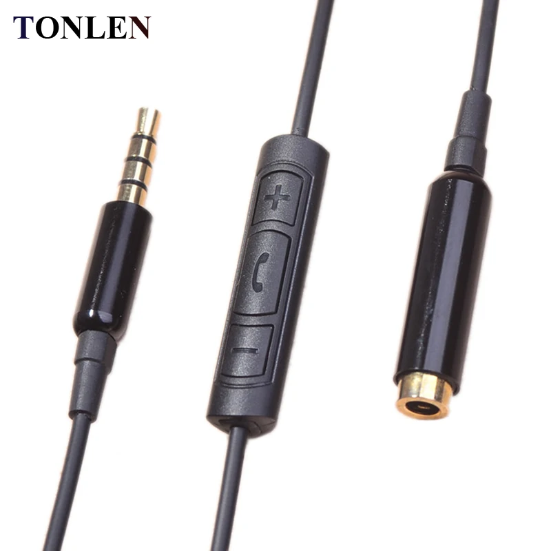 TONLEN HIFI кабель для наушников 1,2 м наушники с микрофоном Ремонт гарнитуры микрофонный адаптер провода 3,5 мм разъем AUX линия