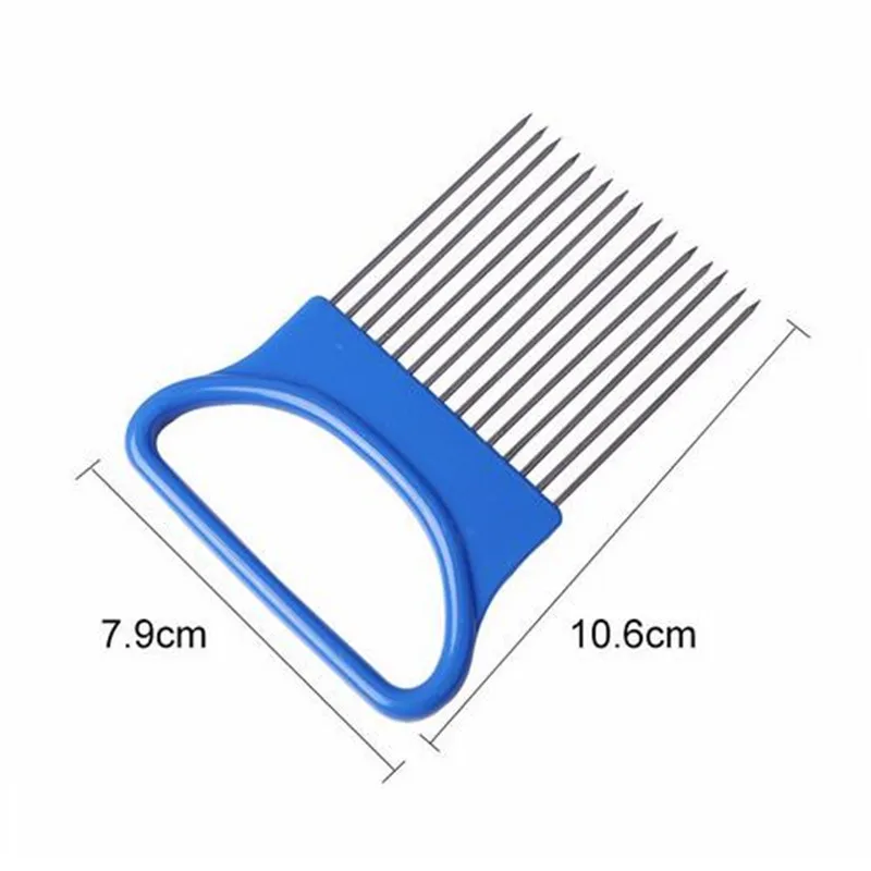 Горячие 1 шт. легко вырезать лук держатель вилка нержавеющая сталь + пластиковый