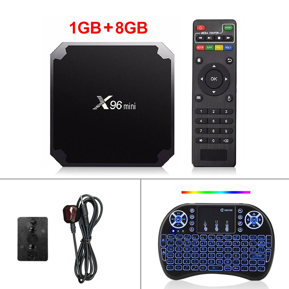 VONTAR X96mini Android 7,1 Smart tv BOX 2 Гб 16 Гб четырехъядерный процессор Amlogic S905W 2,4 ГГц WiFi X96 мини 1 ГБ 8 ГБ ТВ-приставка Android 9,0 - Цвет: 1G8G IR backlit keyb