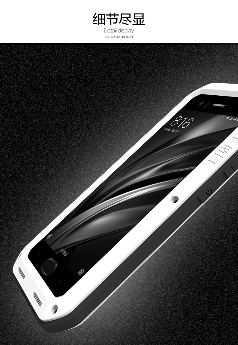 Любовь Мэй мощный чехол для xiaomi mi6 m6 Водонепроницаемый противоударный Алюминий чехол для xiaomi mi 6 свободное закаленное стекло