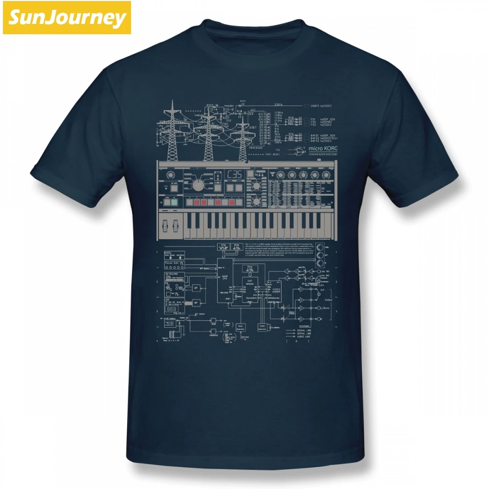 Тёмно-синий Футболка Microkorg Industrial Acid Techno брендовая одежда, хлопковая Футболка с круглым вырезом размера плюс, с коротким рукавом, на заказ, футболки для мальчиков - Цвет: Тёмно-синий