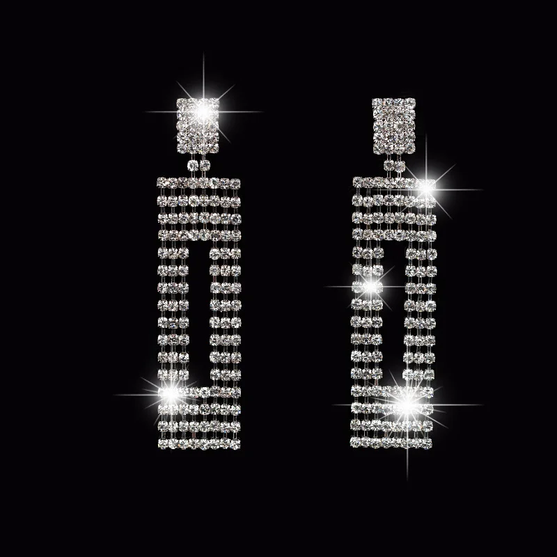 Модные Классические серьги Стразы серебряного цвета оптовая продажа