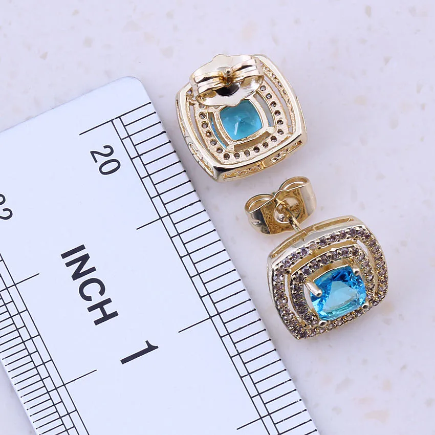 Великолепные наборы ювелирных изделий небесно синего цвета с имитацией тоапза и