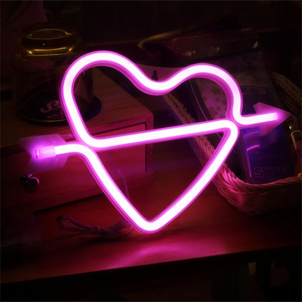 2019 Новый Купидон любовь через сердце светодиодный розовый ночной Светильник