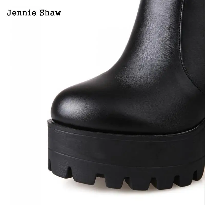 Женские осенне-зимние сапоги ботинки на высоком каблуке до колена платформе выше