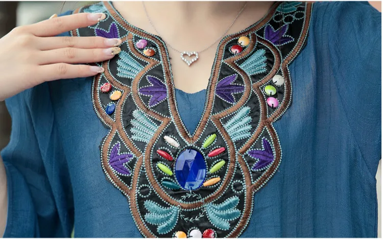 

New 2018 Summer Fashion Embroidery Women Clothing Shirt Women Tops Plus Size Cotton Linen Women Blouse Shirt Blusas D835 30