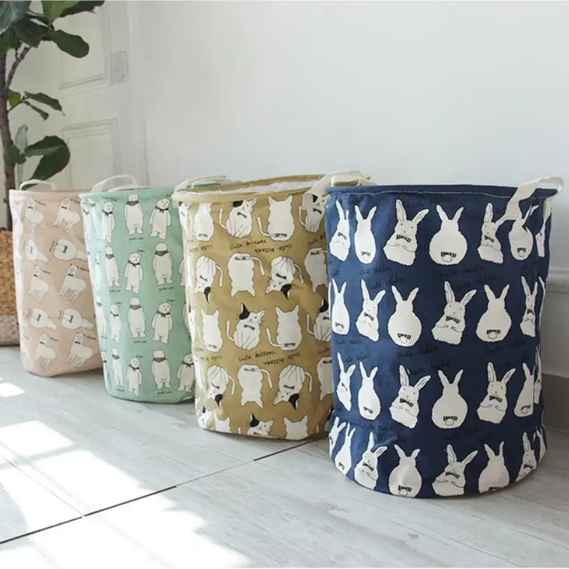

With Cover Waterproof Laundry Hamper Cartoon animal Clothes Storage Basket Home decoration kids toy Folding organizer basket