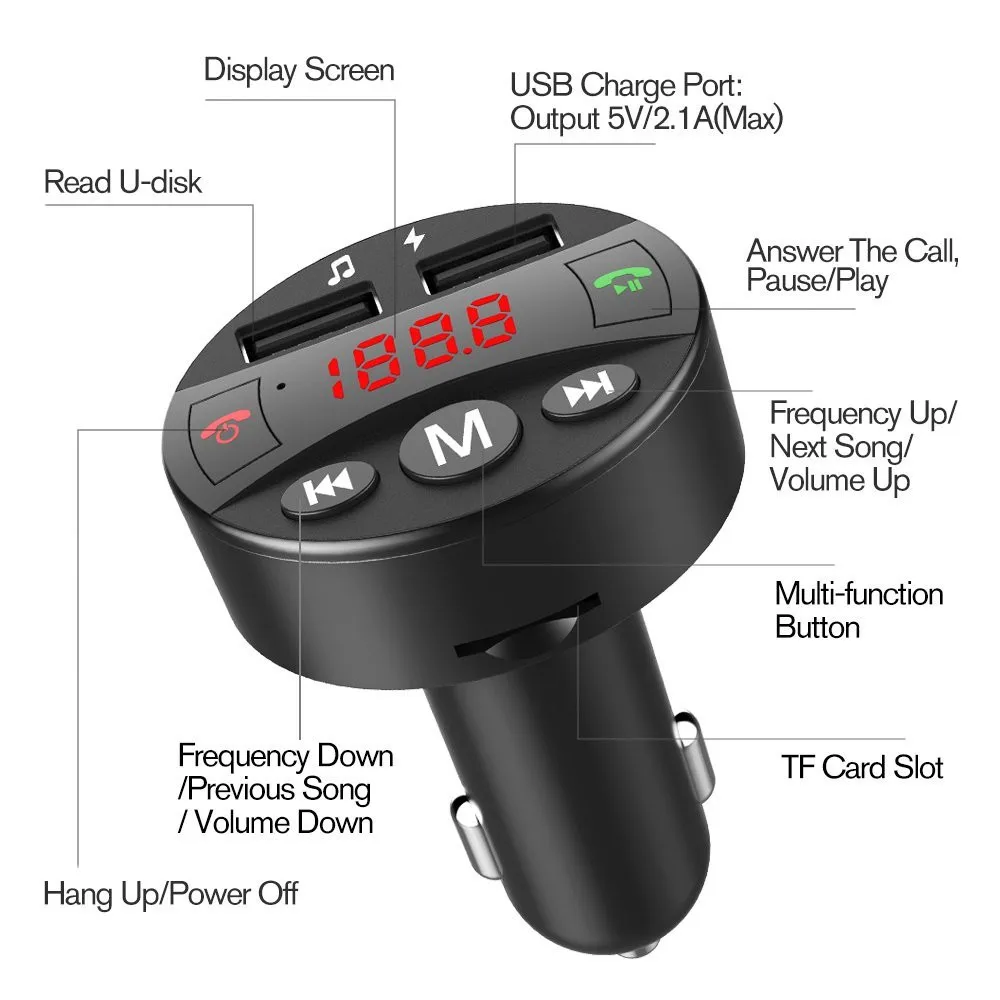 Автомобильный Универсальный беспроводной bluetooth FM-трансмиттер mp3-плеер гарнитура