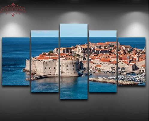 

Modern Wall Art Picture HD Print 5 Pieces Dubrovnik Tourist Port Ancient City Landscape Canvas Painting Home Decoration Poster