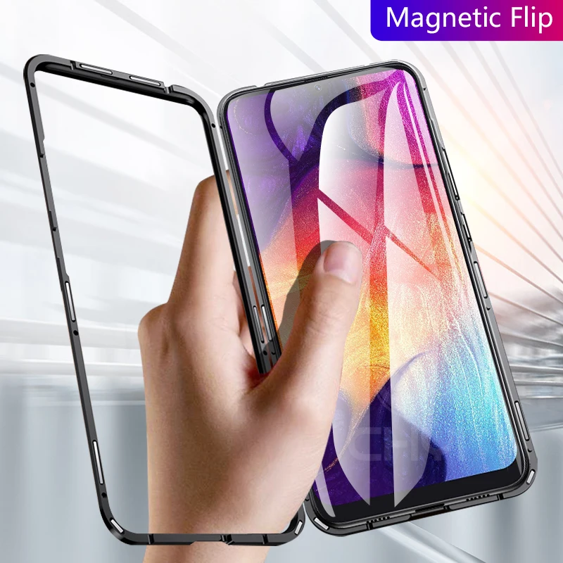 Магнитный чехол chyi для samsung galaxy a50 a70 a60 из прозрачного стекла жесткая задняя