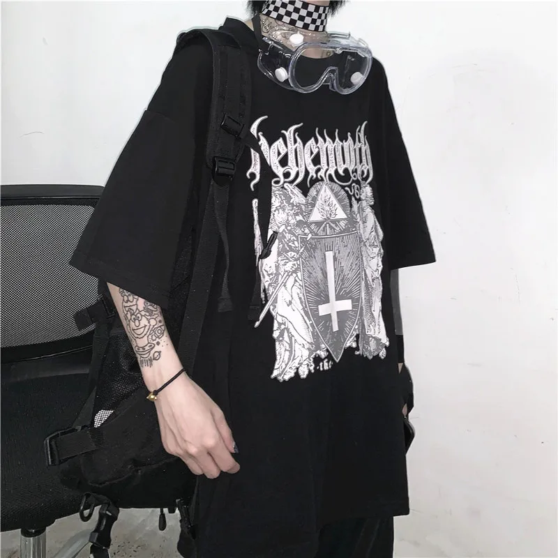 NYOOLO Harajuku, дизайнерская футболка с принтом в виде крестов и букв, летняя уличная одежда, свободная футболка с коротким рукавом, женская и Мужская одежда, Топ