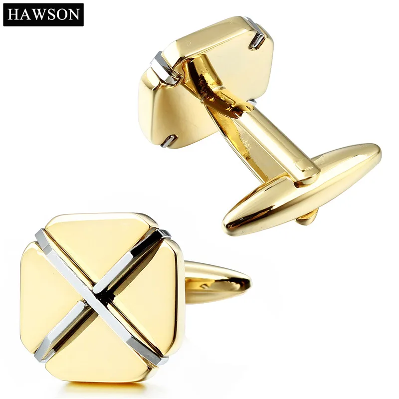 Роскошные блестящие золотистые Запонки свадебное платье для жениха формальный мужской костюм украшения для футболки манжета Кнопка Соединитель с коробкой