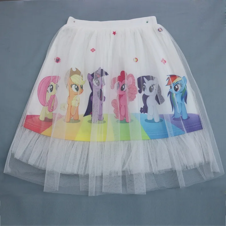 pony skirt Комплект одежды для девочек; Милая Одежда для девочек; вечерние футболки с принтом единорога+ юбка; комплект из 2 предметов; повседневная детская одежда - Цвет: pony skirt