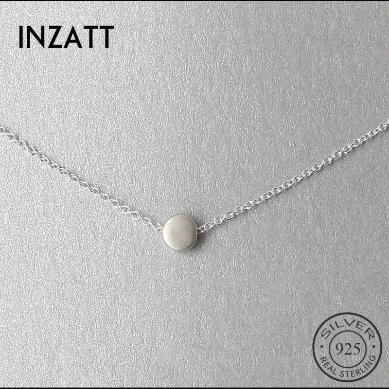 INZATT геометрические круглые Bean Чокеры ожерелье из стерлингового серебра 925 пробы
