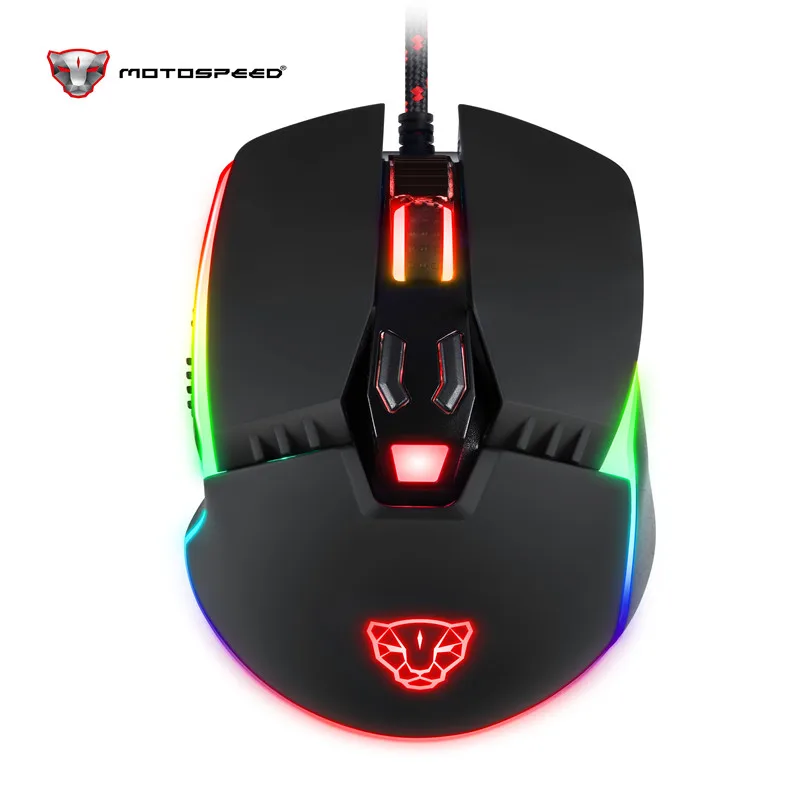 black Motospeed V20 USB Проводная игровая мышь PUBG PMW3325 5000 dpi PMW3360 12000 dpi RGB светодиодный подсветка оптическая мышь для PUBG FPS Gamer - Цвет: black