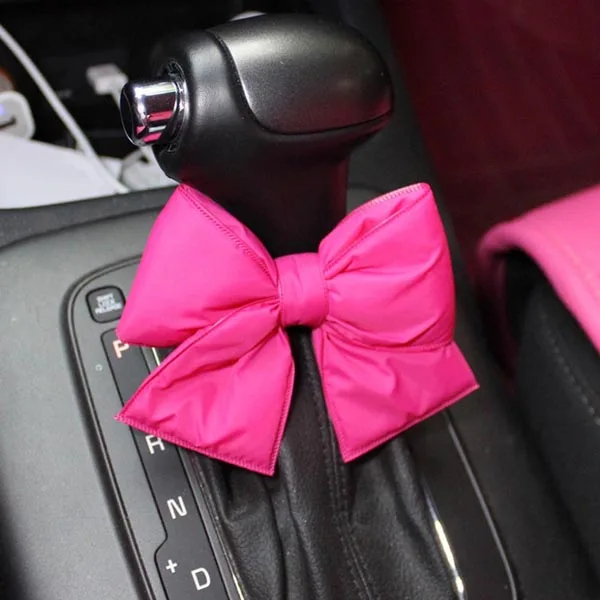 rose Bowknot 1pcs Сексуальный розовый бант для салона автомобиля рулевое покрытие зеркало заднего вида крышка сиденья обивка ремней подголовник автомобиля ручные тормоза ручки - Название цвета: rose Bowknot 1pcs