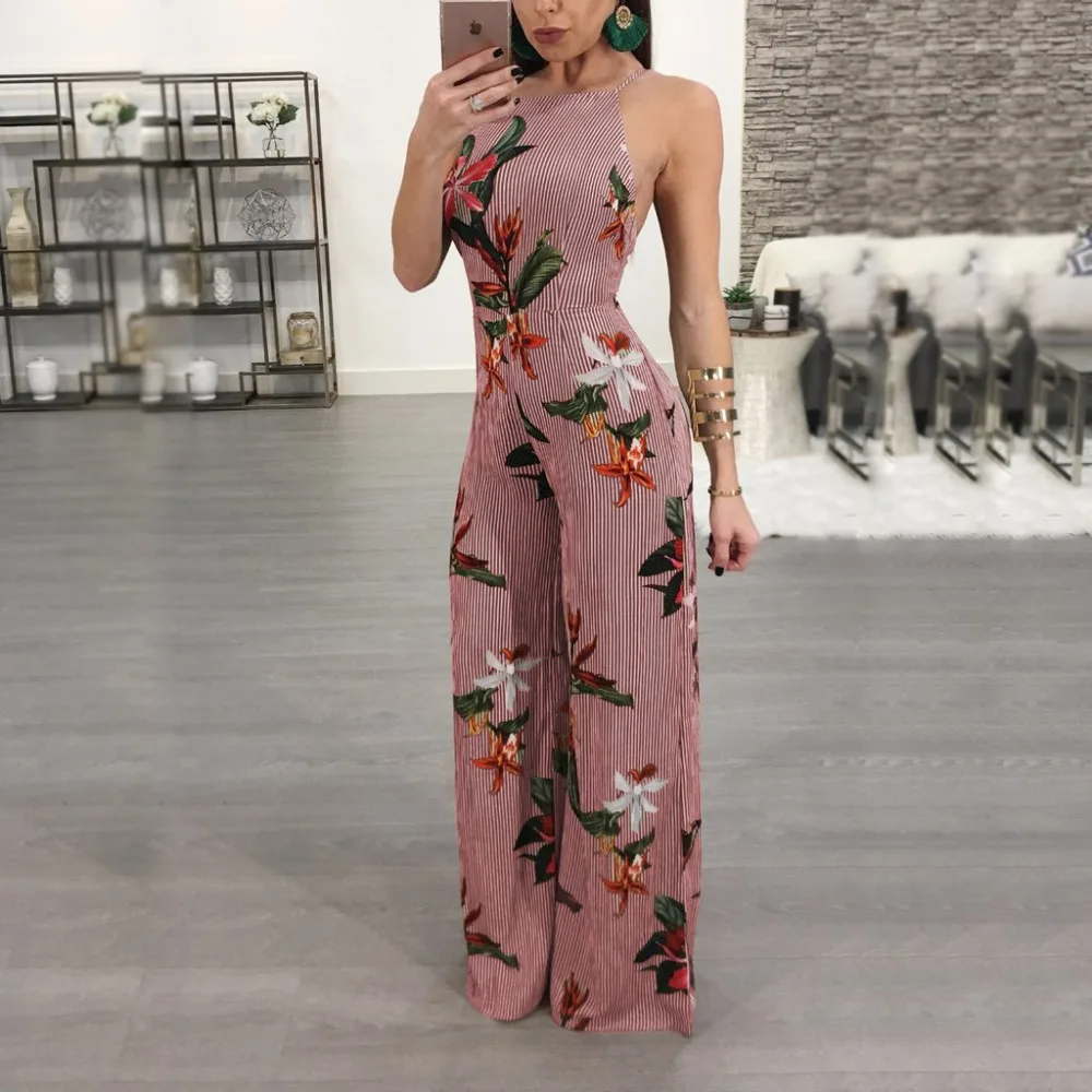 Женский комбинезон с открытыми плечами шифоновый на молнии сбоку без рукавов