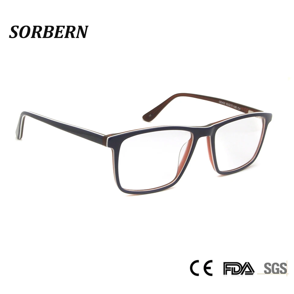 

SORBERN Acetate Glasses Frames For Men Square Optical Frames Metal Eyeglasses Vintage Style Unisex Eyewear Myopia Spectacles