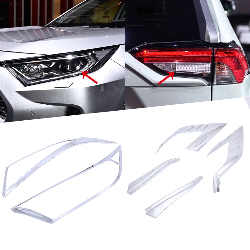 Для Toyota RAV4 ABS Хромированная передняя головка+ задний светильник, лампа окружает крышку обшивки
