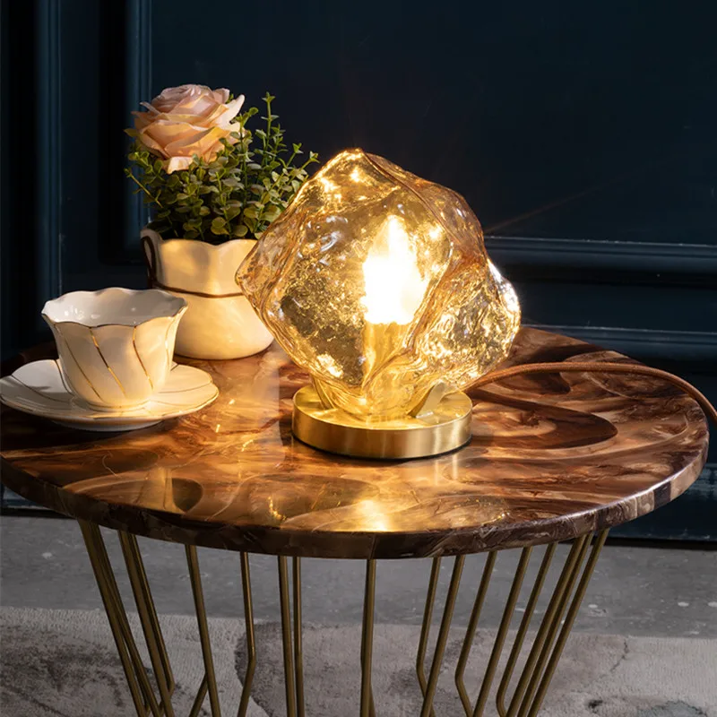 Медная Хрустальная настольная лампа с прикроватным освещением современный