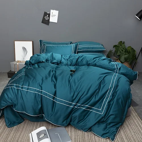 bedding set 4 Серый синий Египетский хлопок набор пододеяльников для пуховых одеял Королева Король Размер отель стиль постельных принадлежностей простыня или простыня комплект подушки shams - Цвет: bedding set 4