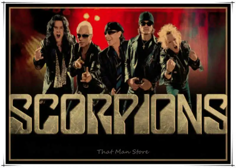 Винтажный постер в стиле ретро с изображением скорпиона рок группы музыкальной