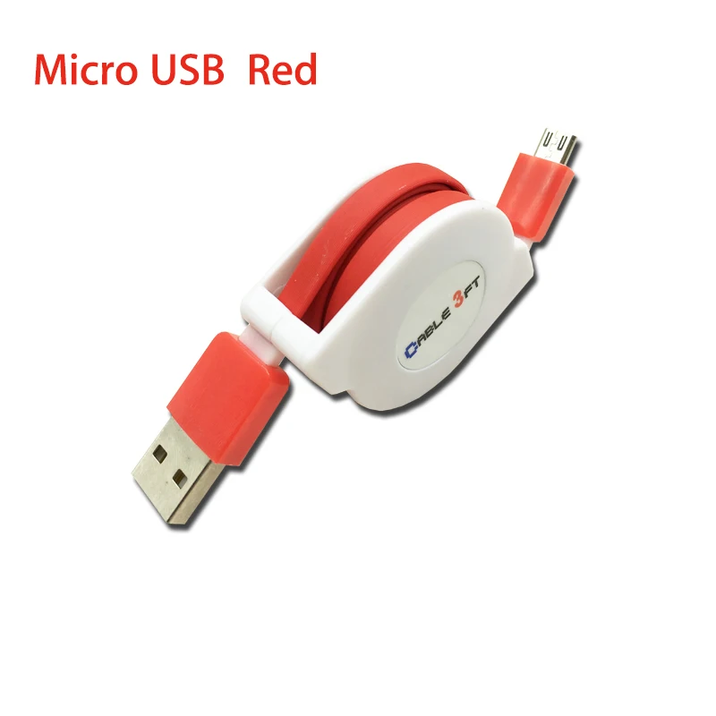 Red Micro usb 2 м 3 м Micro USB Выдвижной кабель для samsung Galaxy A3 A5 A6 J3 J5 J7 huawei Y6 Y9 Nova 3i p смарт-кабель для мобильного телефона - Цвет: Red Micro usb
