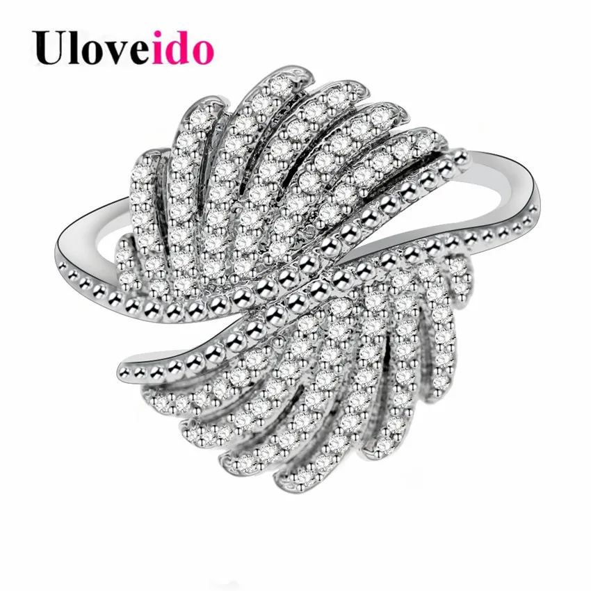 Uloveido Unqiue обручальное кольцо с крыльями кубическим цирконием CZ камень