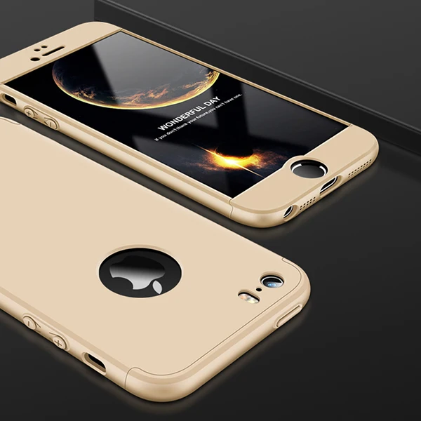 Gold Удобный матовый противоударный 360 Защитный чехол для iPhone 5 5S 5SE тонкий бампер жесткий защитный чехол для 6 6S 7 8 4," 5,5" на X 5,8" - Цвет: Gold