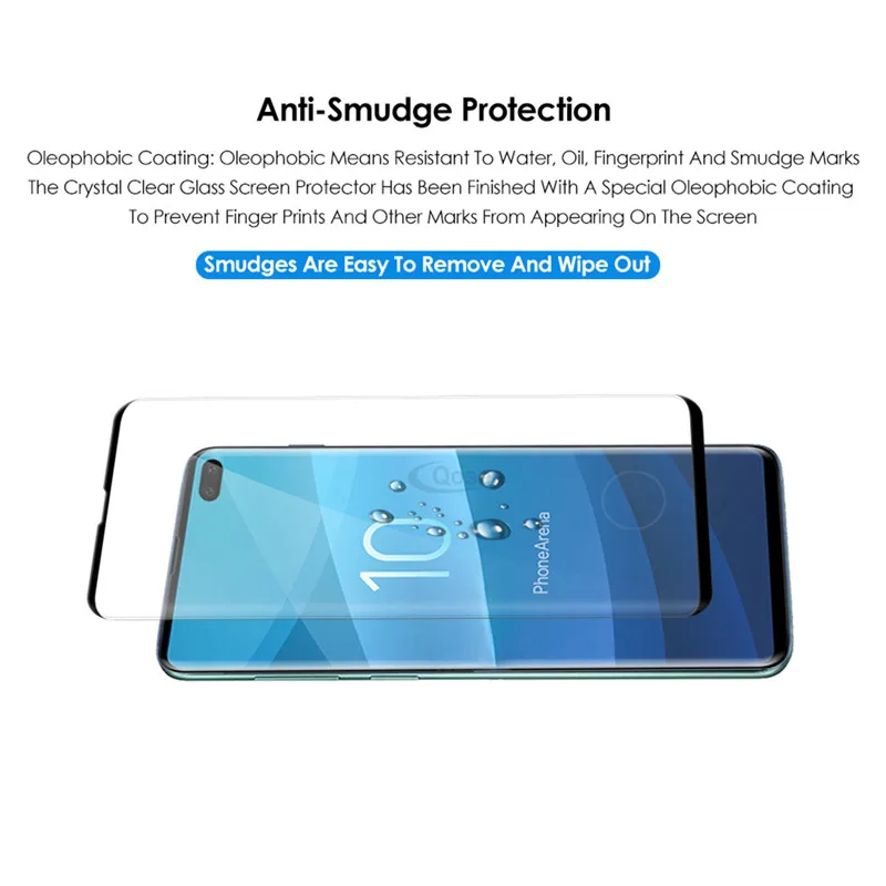 Qosea 10 шт закаленное стекло для экрана телефона протектор Samsung Galaxy S10 S10E 9H 4D полное