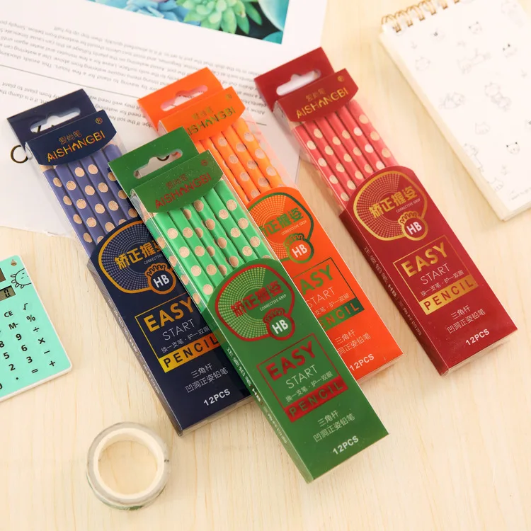

Pre-school children practice word HB pencil correction Grip Triangle Pole pencil quality wooden pencil Stationery supplies