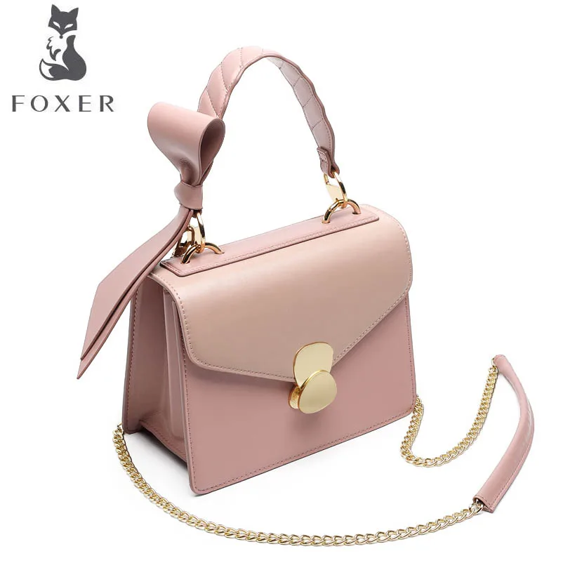 FOXER 2019 Новая мода Дикий корейский темперамент плечо сумка лук небольшой