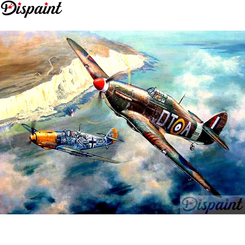 Алмазная 5D картина боевой самолет полноразмерная/круглая вышивка крестиком