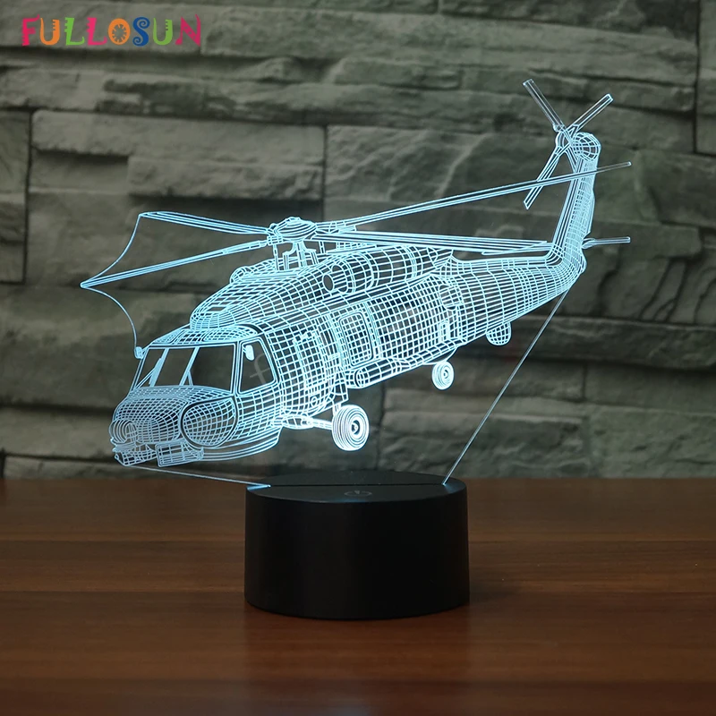 Вертолет 3D светильник светодиодный цветной сменный USB настольная лампа гостиная 3D ночной Светильник с сенсорным управлением воздушная лампа самолет