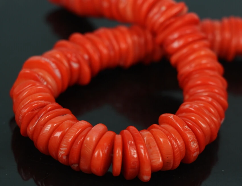 15 5 &quotнитка класса АА натуральный Оранжевый Красный Бамбук Коралл диск Heishi