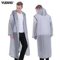 long plastic adults men fashion thick geometric poncho waterproof hooded maleboys semi transparent raincoat rainwear