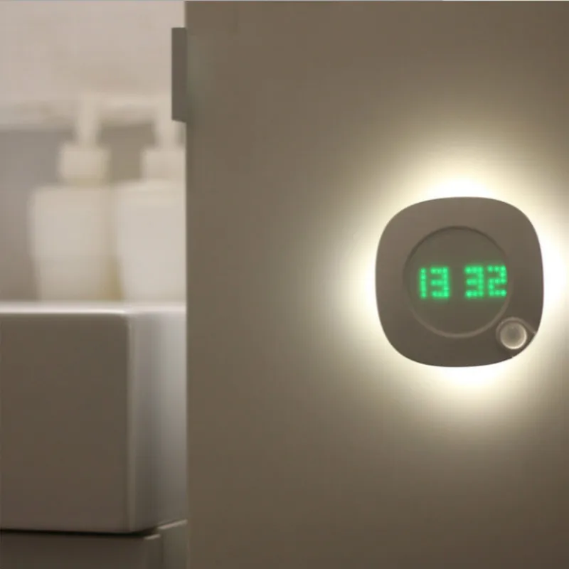 Часы с датчиком движения светодиодный ночник спальня коридор лестница крыльцо