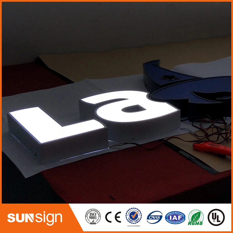 Shop front LED letter signs, front lit channel letter
