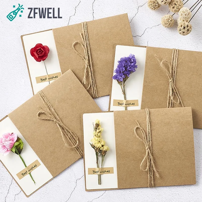 ZFWELL 1 шт. винтажная крафт бумага сушеные цветы сделай сам поздравительная